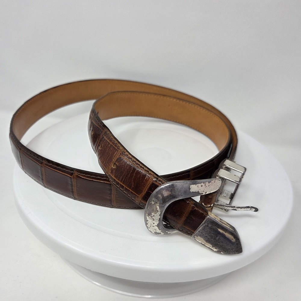 Onyx Brighton X5507 Men's Brown Croco-embossed Leather Dress Belt 44